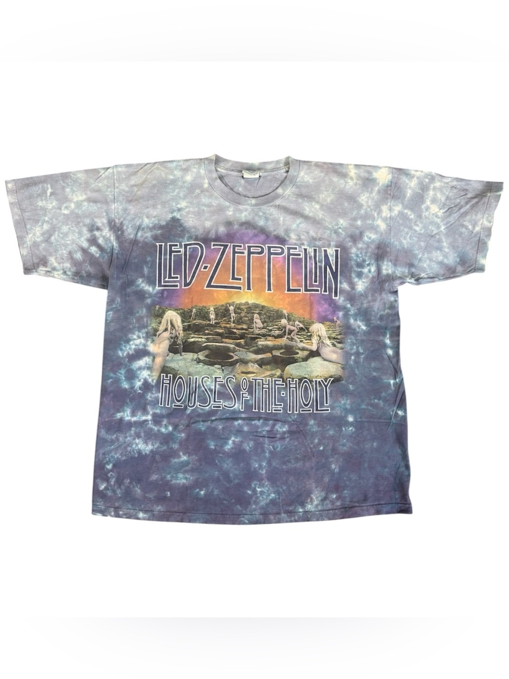 Vintage Led Zeppelin Liquid Blue House Of The Hold Tie Dye T Shirt Size XL EUC